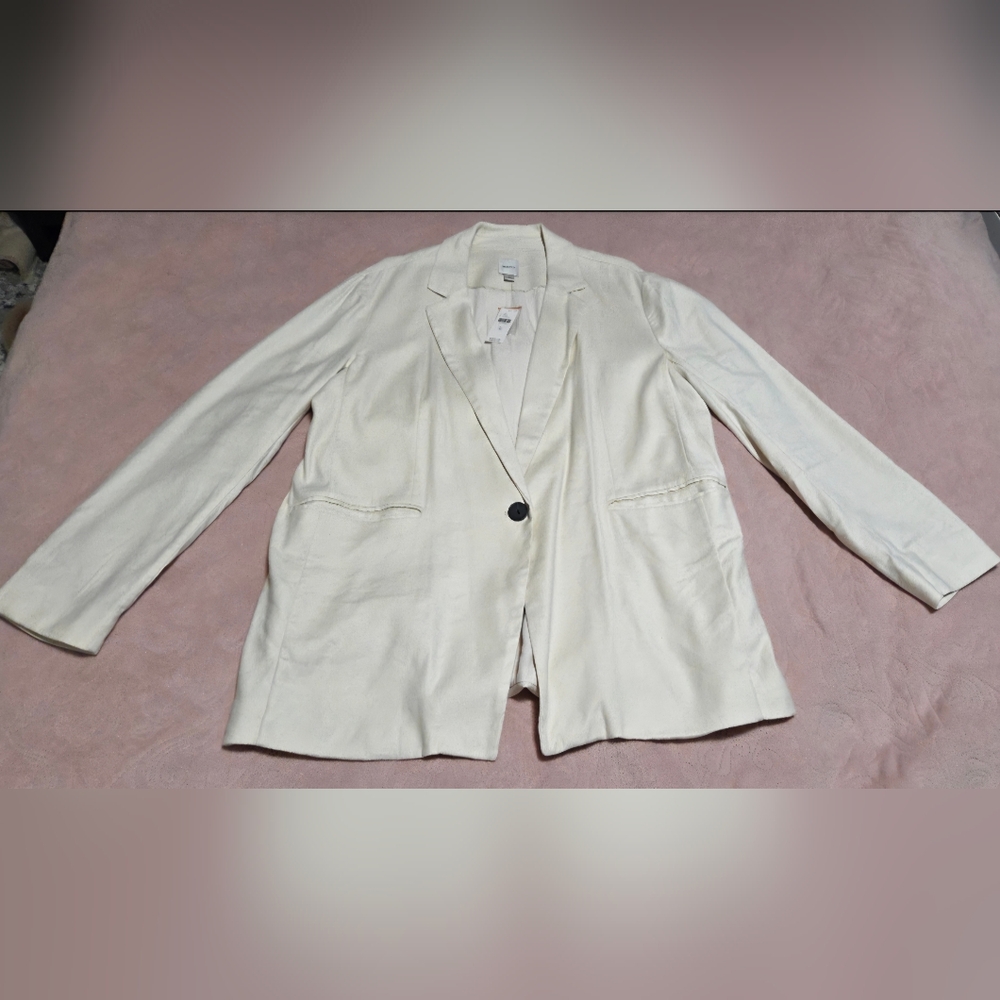 Maeve Anthropologie White Linen Jacket Sz XL NWT